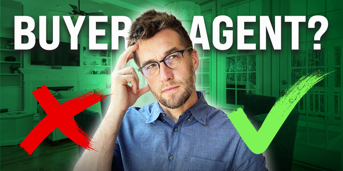 Buyer agent mortgage graphic showing a buyer deciding whether to use a real estate agent, with approval and rejection symbols.